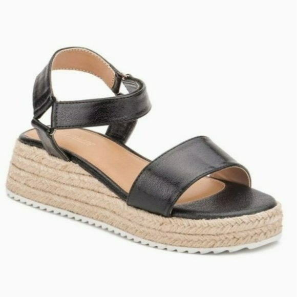 Olivia Miller Shoes - Olivia Miller Together Forever Espadrille Platform Sandals Black -6